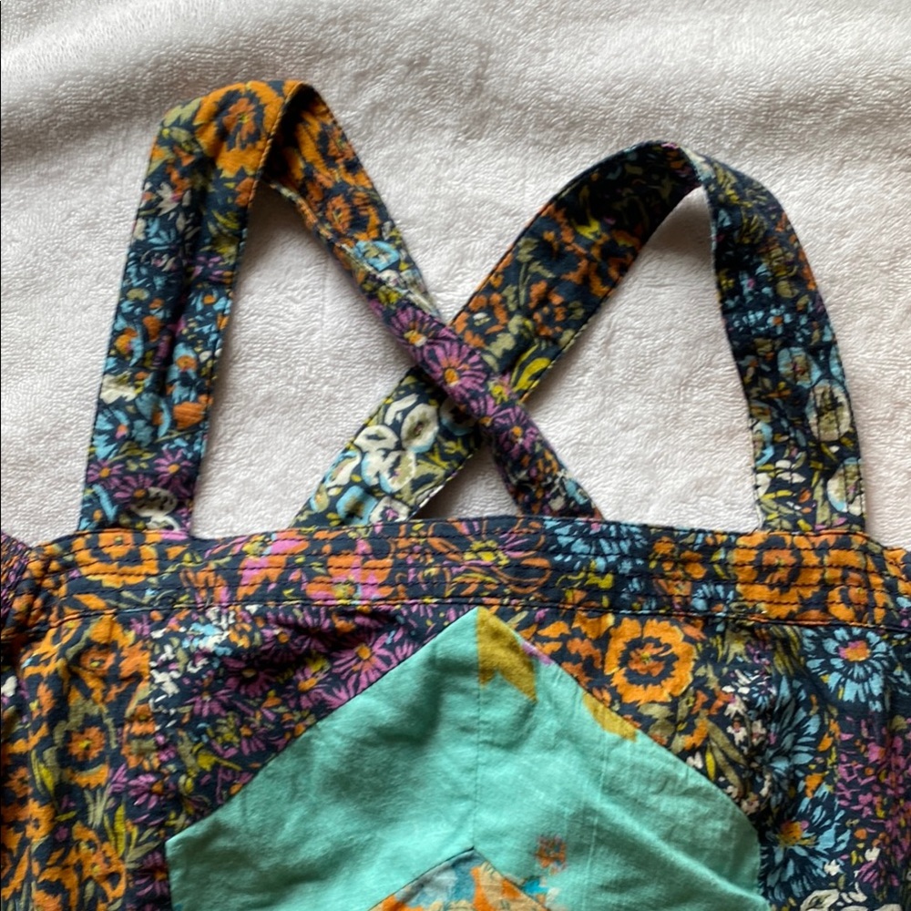 Anthropologie - Love the Label Colorful Patchwork Off the Shoulder Crop Top - Picture 7 of 10